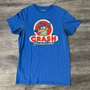 Crash Bandicoot 90s Gamer Shirt Blue Mens Size Small PlayStation Y2K